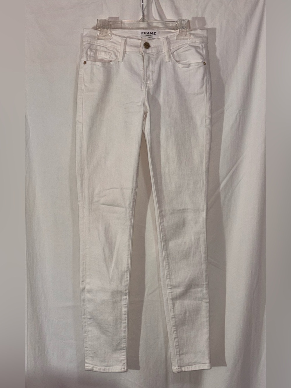 Frame Denim High-Rise White Skinny Jeans